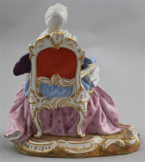 A Meissen figure of the Good Housekeeper, late 19th century, 15.5cm, losses